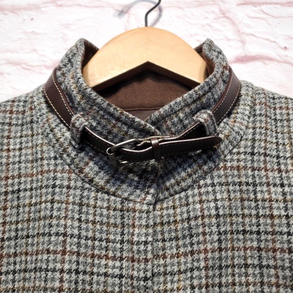 Talbots Jacket Womens 16 Gray Brown Plaid Wool Blend Heritage Riding Equestrian - Picture 8 of 15